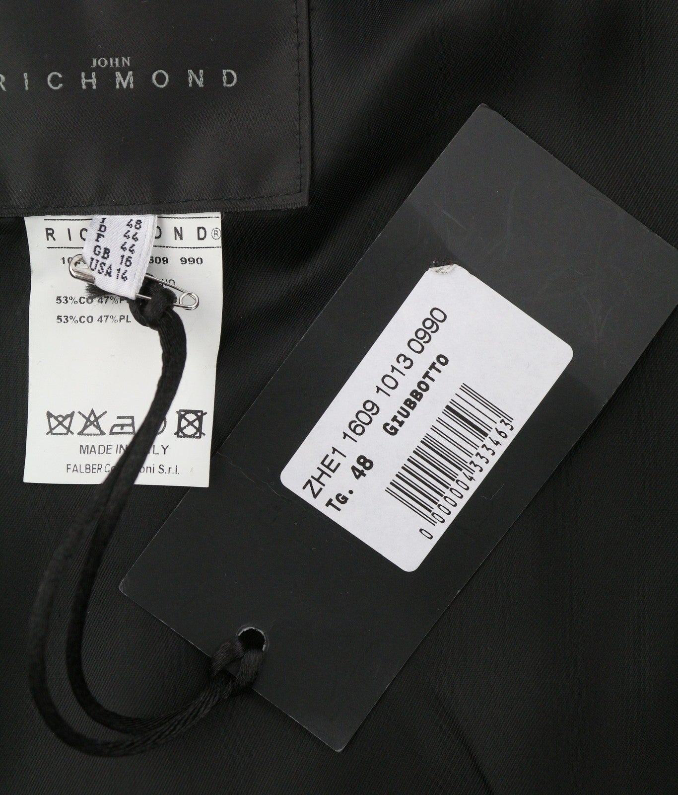JOHN RICHMOND Women Jacket UK16 L Black Band Collar Full Zip Lightweight