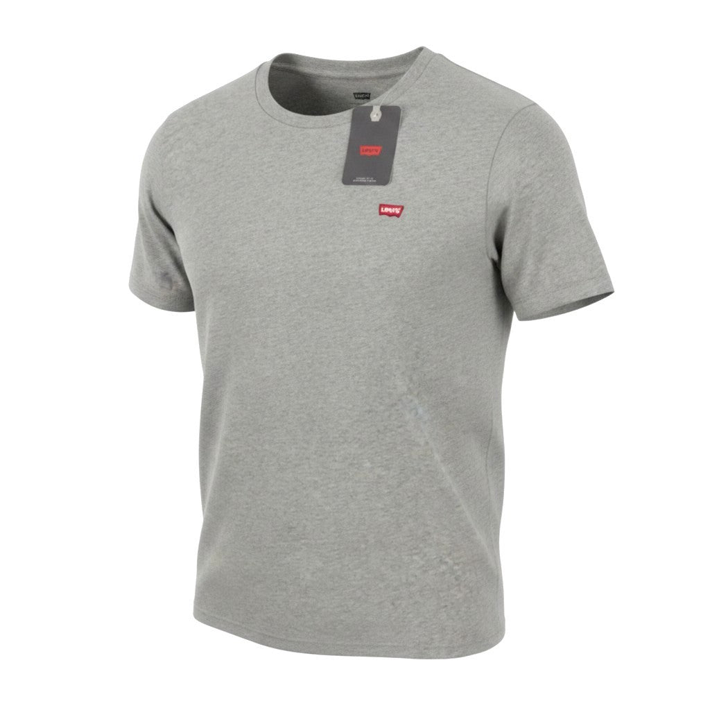 LEVI'S Standard Men T-Shirt S Grey Melange Crew Neck Tricot Short Sleeve