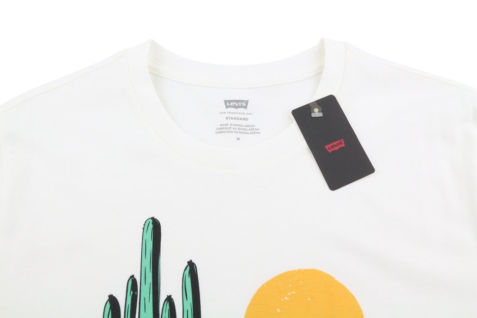 LEVI'S Standard Men T-Shirt M White Tricot Cotton Crew Neck Short Sleeve
