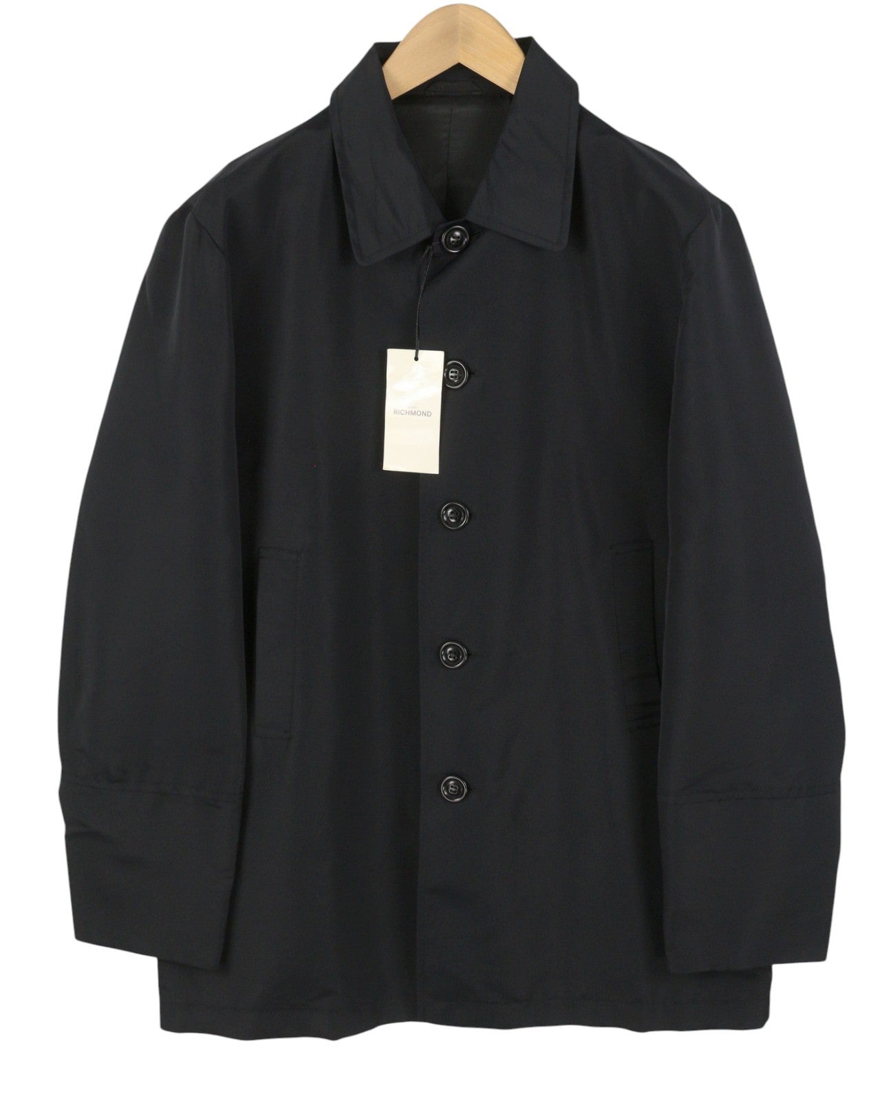 JOHN RICHMOND Women Jacket UK20 XL Black Silk Blend Spread Button Up Lightweight