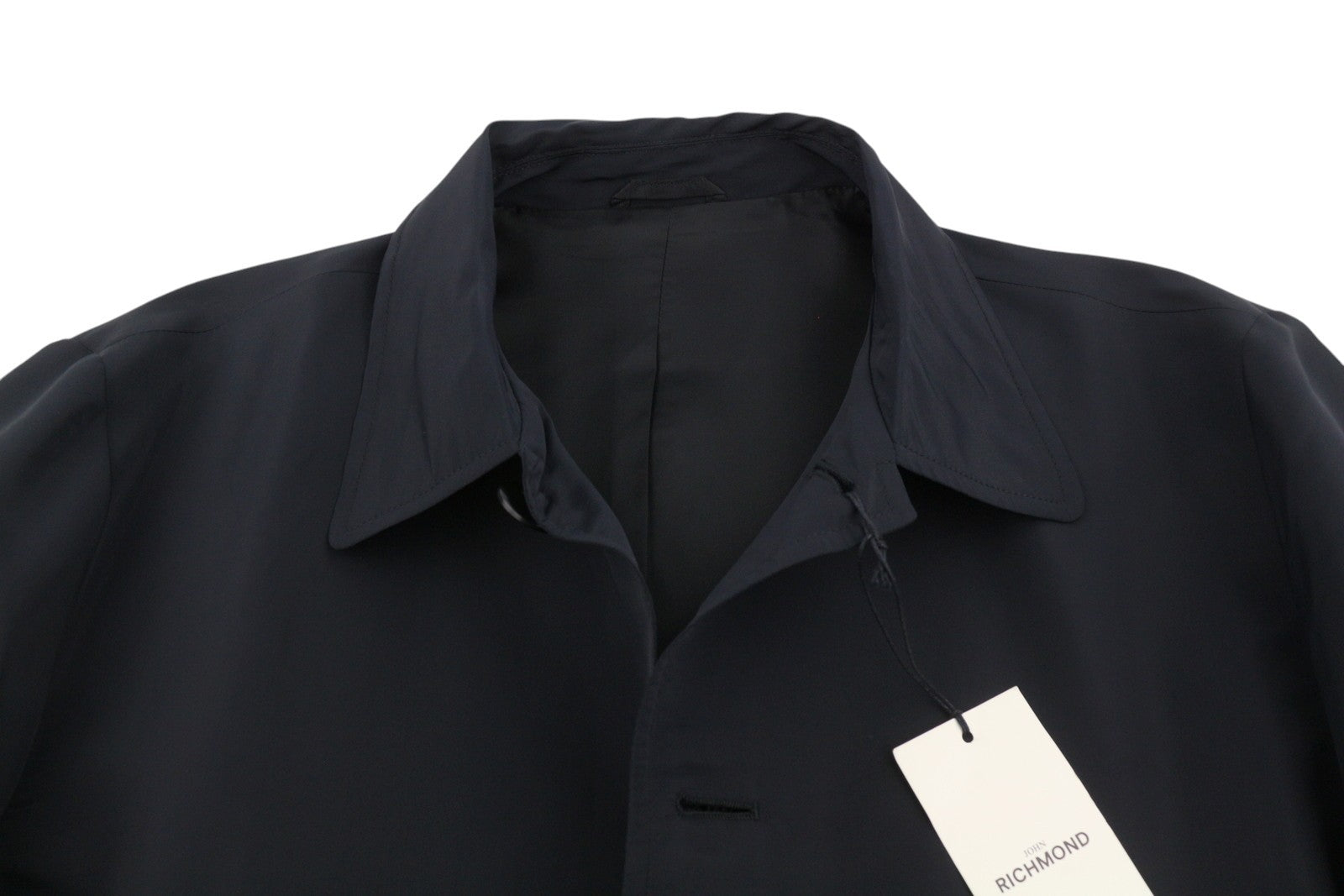 JOHN RICHMOND Women Jacket UK20 XL Black Silk Blend Spread Button Up Lightweight