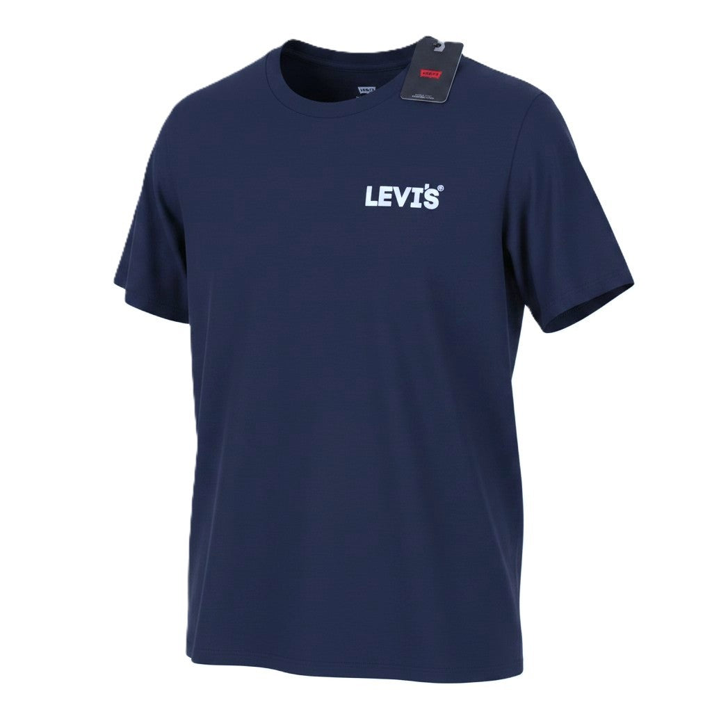 LEVI'S Relaxed Men T-Shirt L Dark Blue Tricot Cotton Crew Neck Short Sleeve