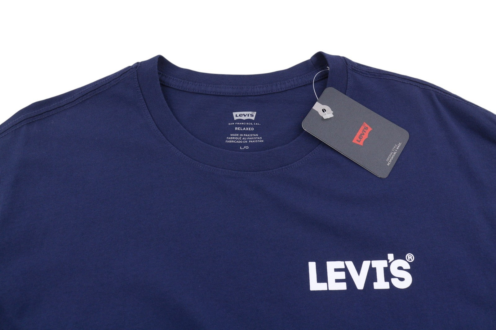 LEVI'S Relaxed Men T-Shirt L Dark Blue Tricot Cotton Crew Neck Short Sleeve