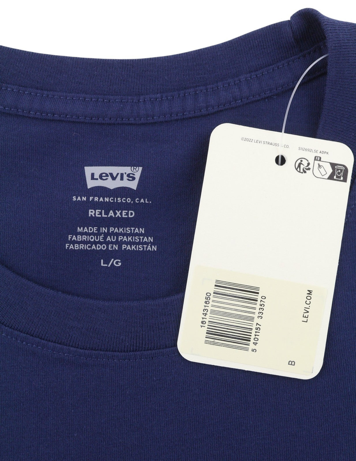 LEVI'S Relaxed Men T-Shirt L Dark Blue Tricot Cotton Crew Neck Short Sleeve