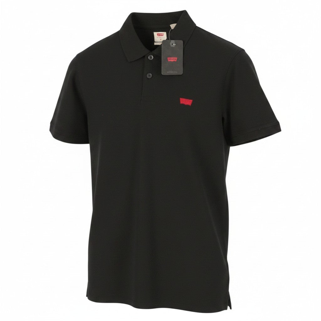 LEVI'S Slim Men Polos M Black Cotton Tricot Short Sleeved