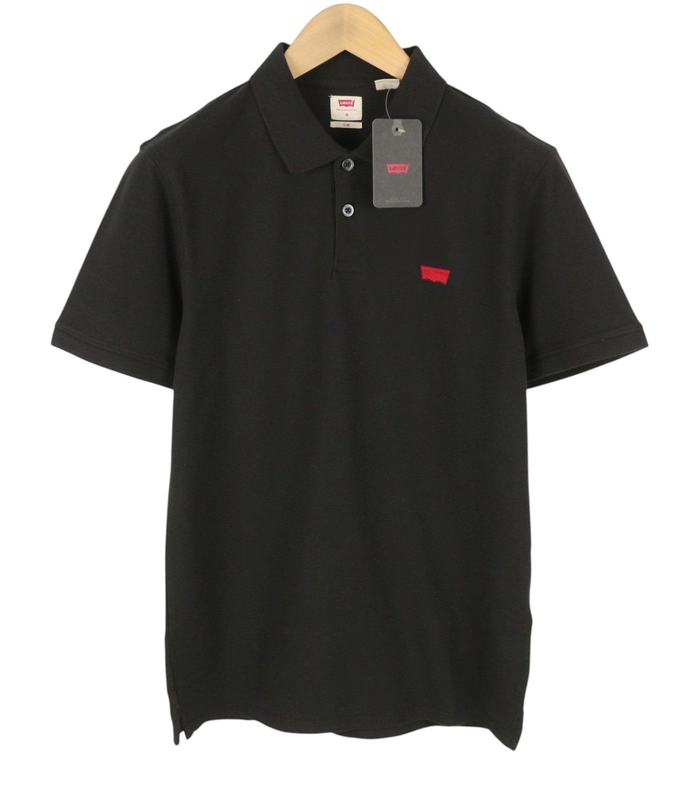 LEVI'S Slim Men Polos M Black Cotton Tricot Short Sleeved