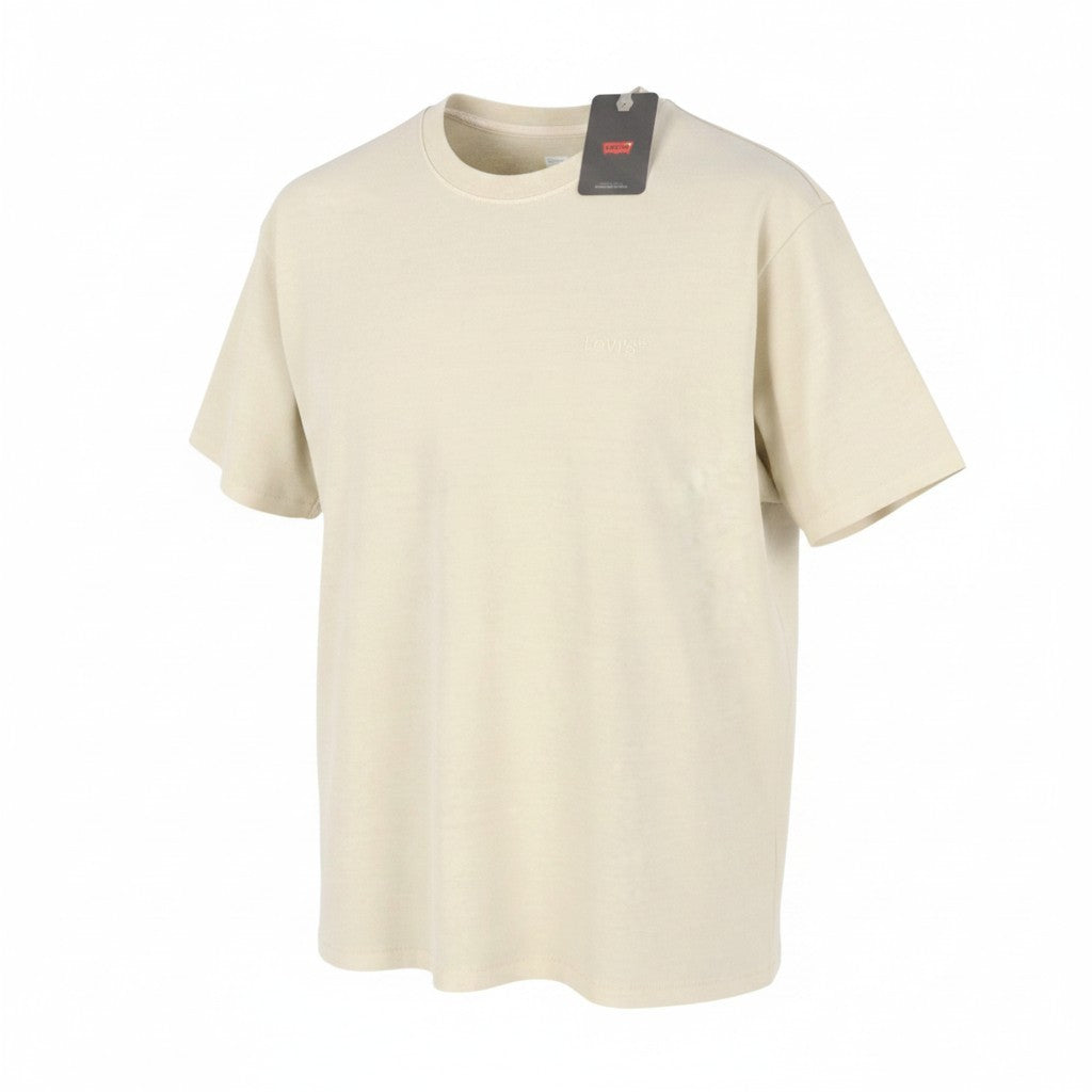 LEVI'S Vintage Fit Men T-Shirt M Beige Cotton Tricot Crew Neck Short Sleeve
