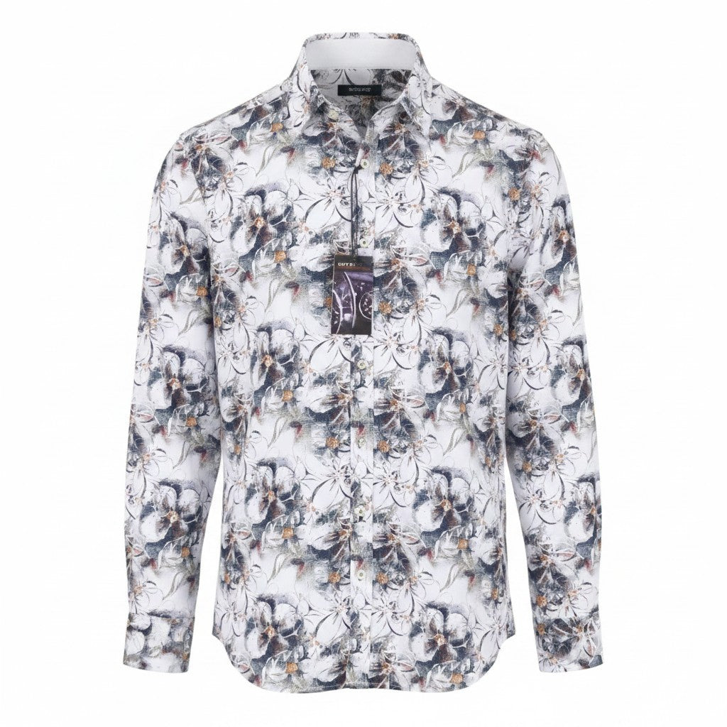 STATE OF ART Regular Fit Men Shirt S White Patterned Button Down Collar Casual
