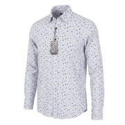 STATE OF ART Regular Fit Men Shirt S Blue Patterned Pinstriped Button Up Casual