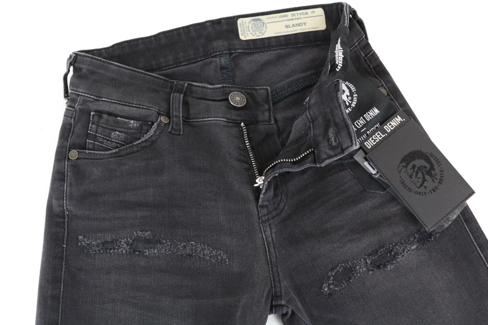 DIESEL Slandy 069GI Women Jeans W24/L32 Distressed Aged Look Girls Slim Skinny