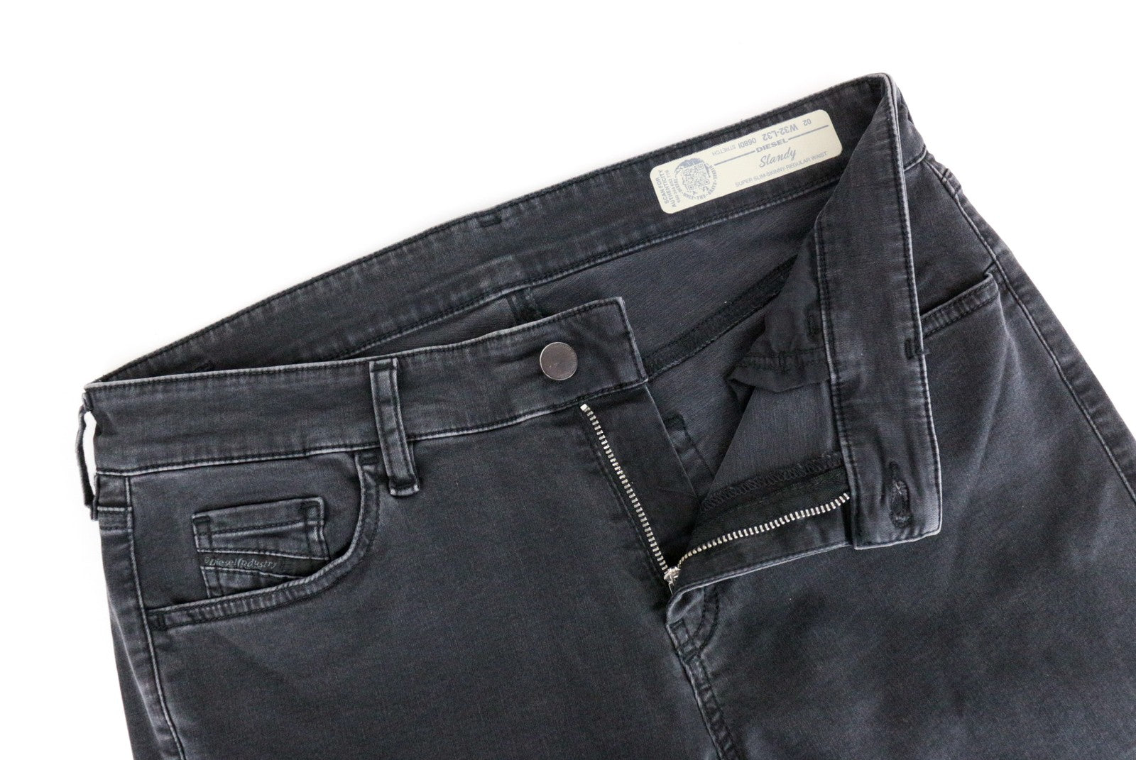 DIESEL Slandy 0680I Women Jeans W32/L32 Slim Skinny Black Stone Washed Denim
