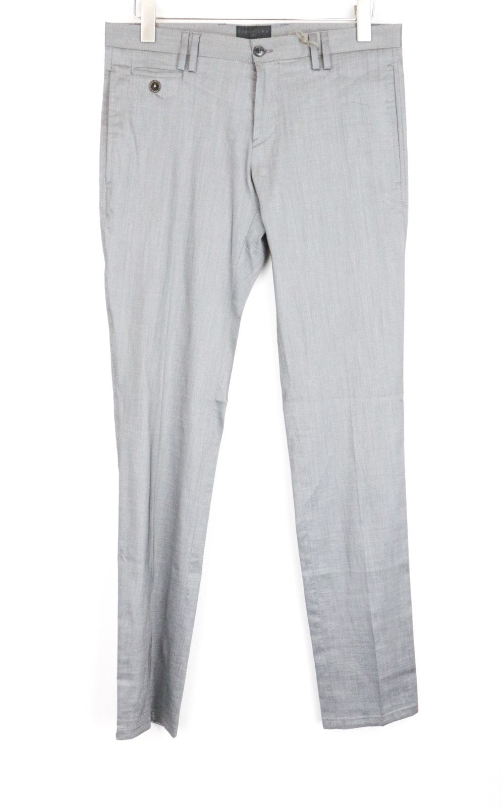 RICHMOND Men Trousers 48 Grey Zip-Fly Plain Chino Styled Classic Pocketed