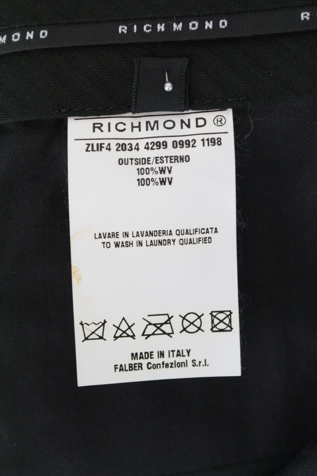 RICHMOND X Men Trousers 48 Classic Pocketed Striped Grey Zip-Fly Virgin Wool