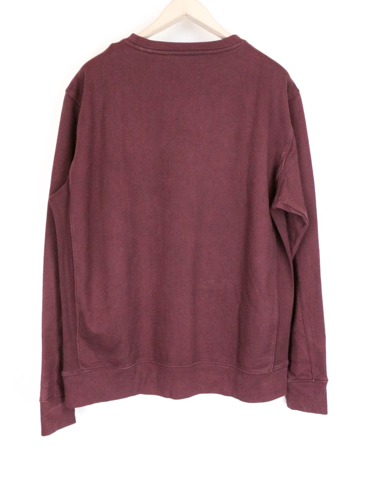REPLAY Men Sweatshirt 2XL Pure Cotton Logo Print Burgundy Crew Neckline Casual