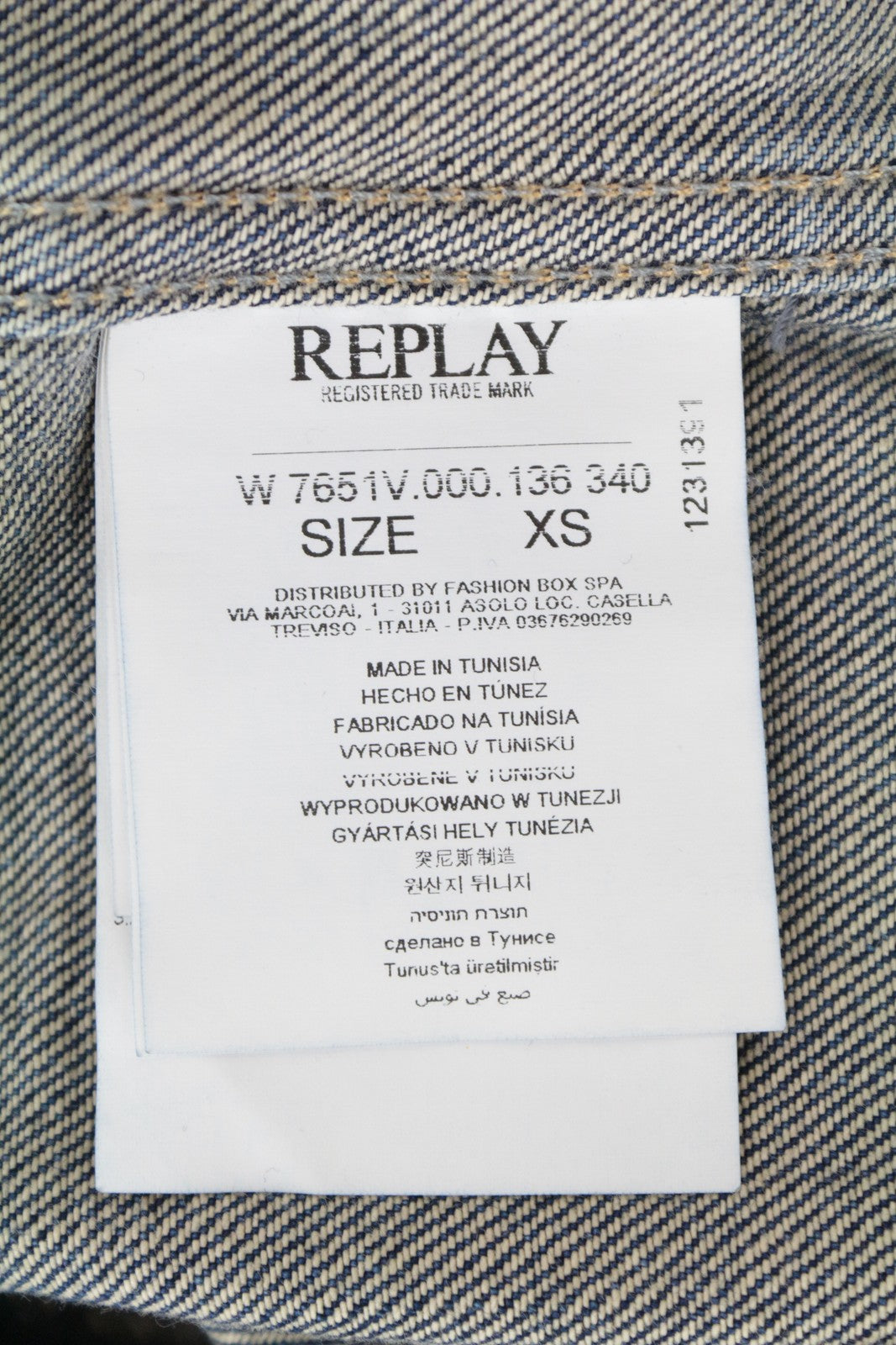 REPLAY Women Jacket XS Washed Out Denim Short Length Black Collar Distressed