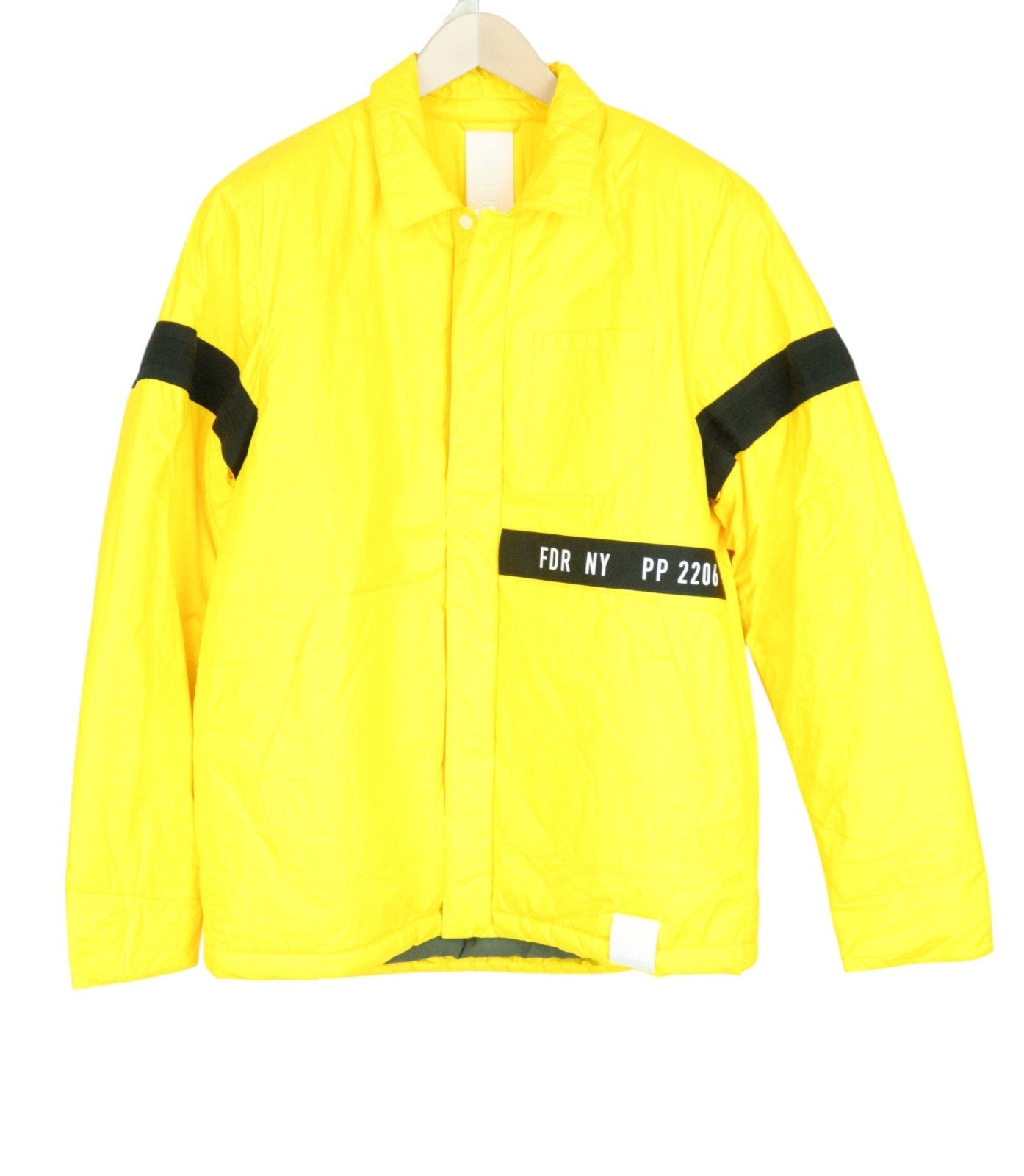 REPLAY Men Jacket XL Bright Yellow Nylon Snap Button Short Length Padded