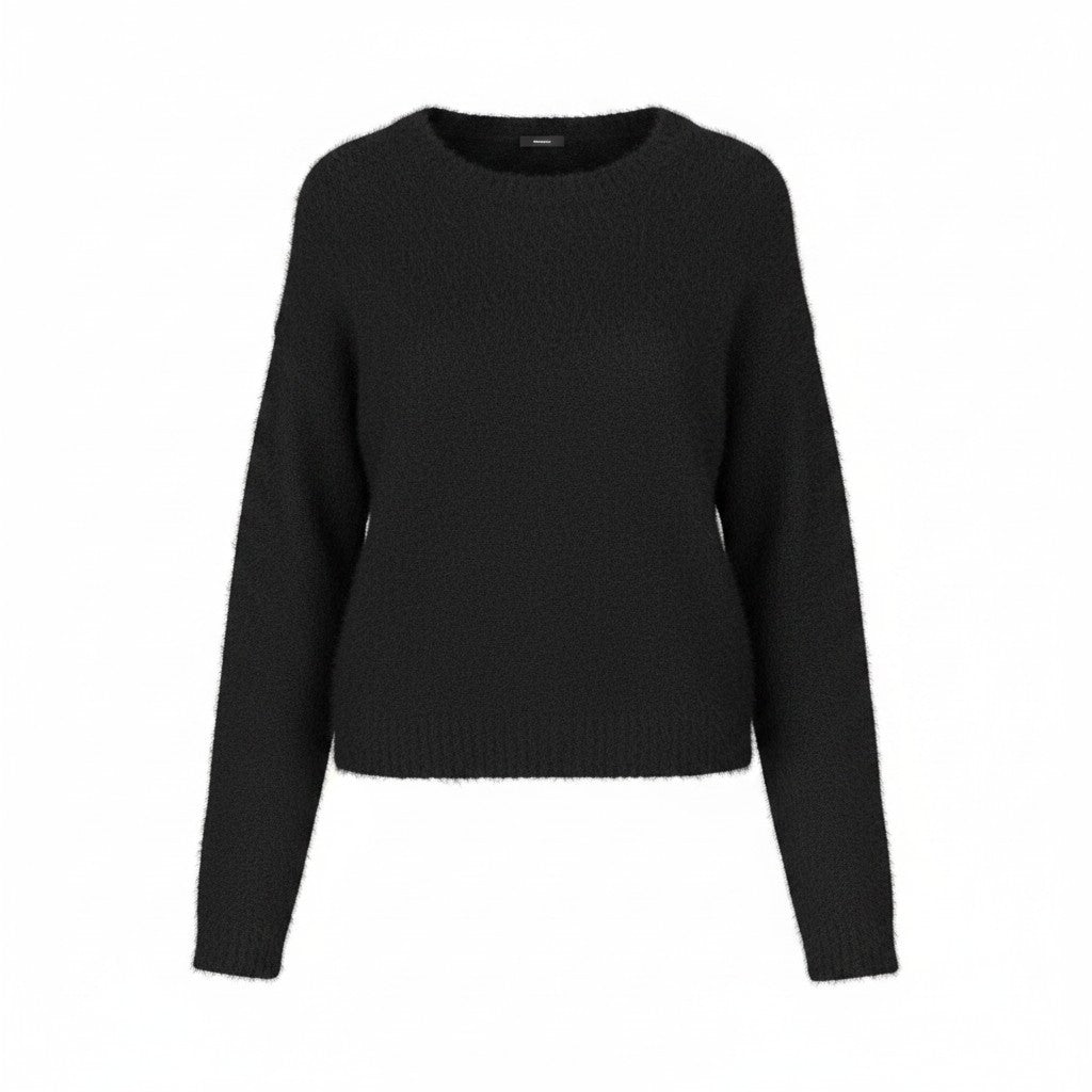 DENHAM Nikko Women Sweatshirt L Wool Blend Knit Soft Shell Loose Sweater Black