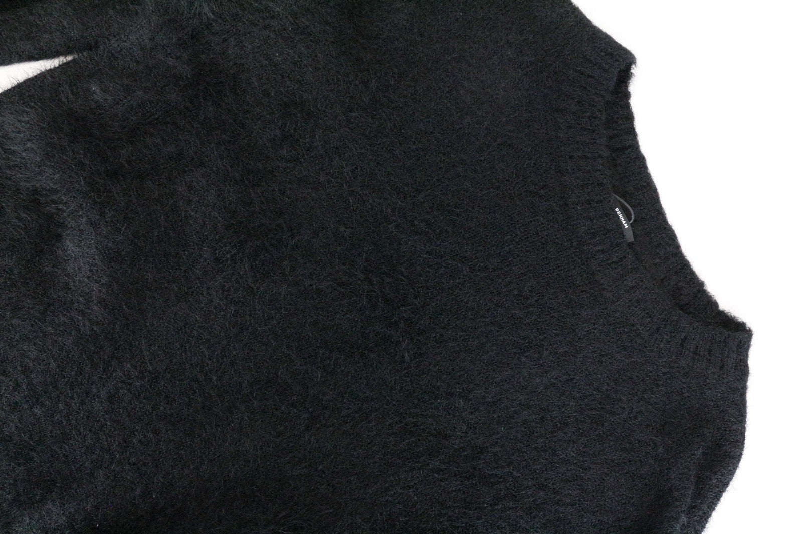 DENHAM Nikko Women Sweatshirt L Wool Blend Knit Soft Shell Loose Sweater Black