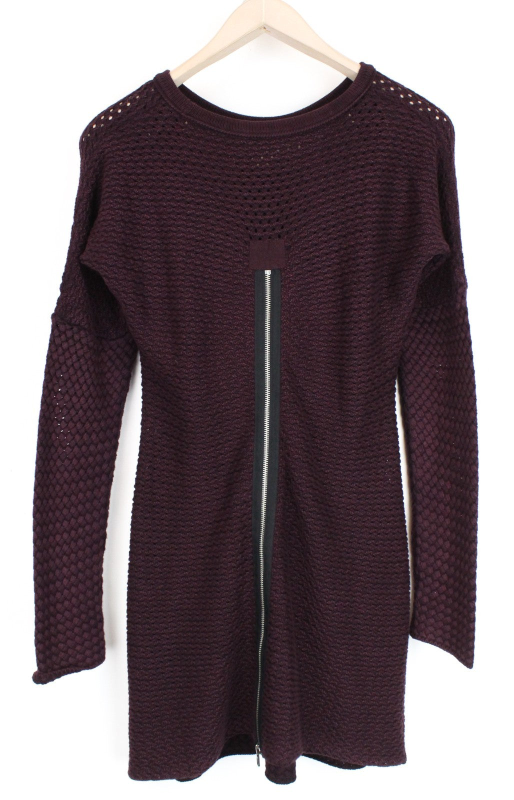 REPLAY Knitwear Women Dress XS Jumper Dress Tight-Knitted Burgundy Slim Fit