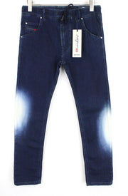 DIESEL Krooley-NE 0687D Men Jeans W28 Tapered Sweat Jogg Contrasting Blue Fade