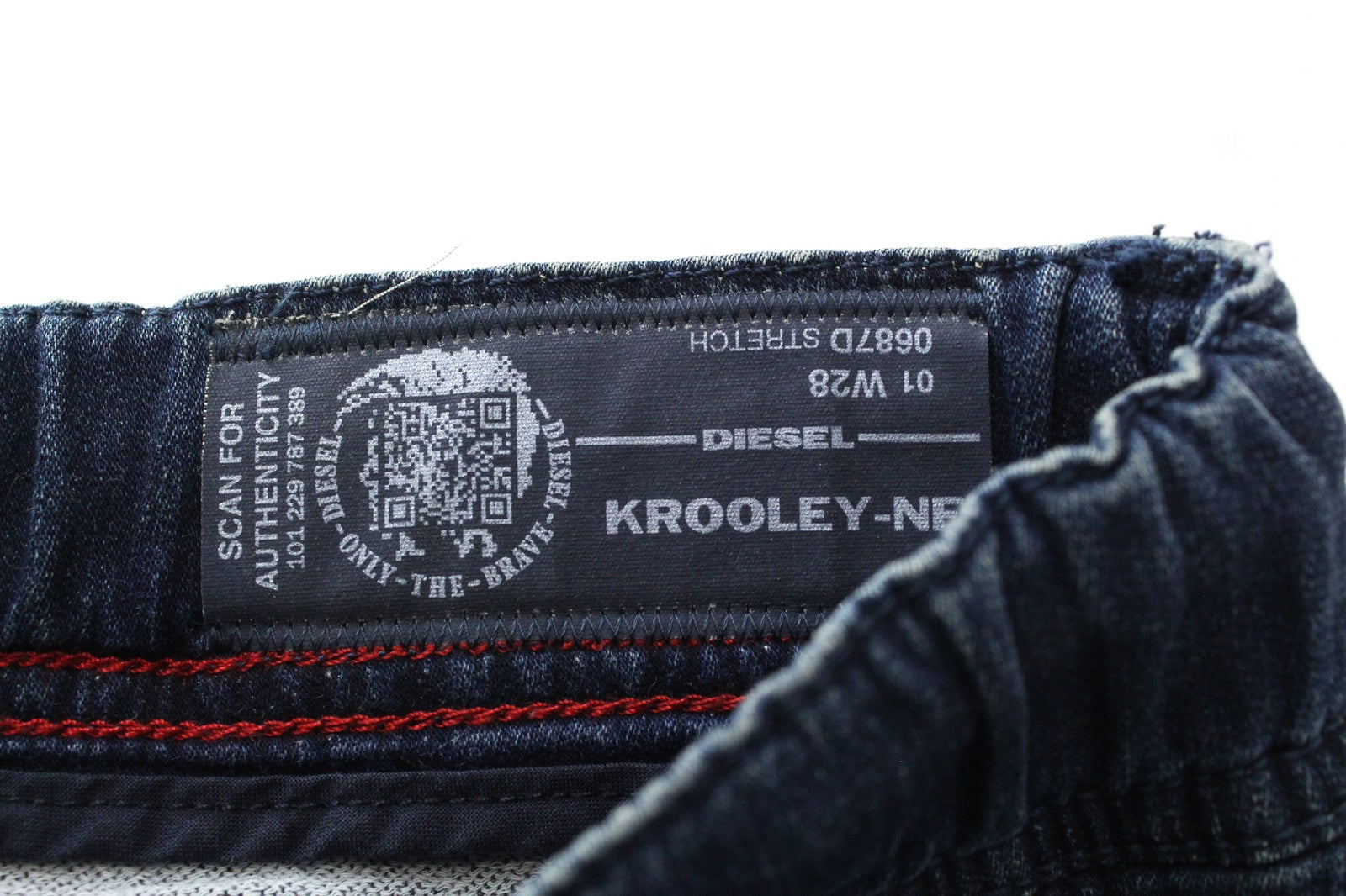 DIESEL Krooley-NE 0687D Men Jeans W28 Tapered Sweat Jogg Contrasting Blue Fade