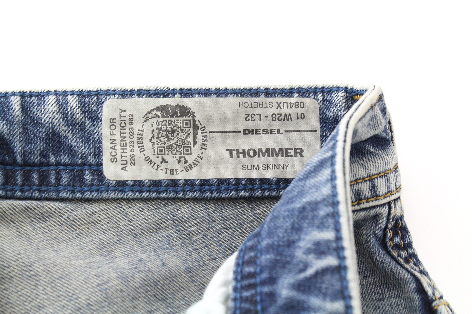 DIESEL Thommer 084UX Men Jeans W28/L32 Washed Zip-Fly Stone Slim-Skinny Stained