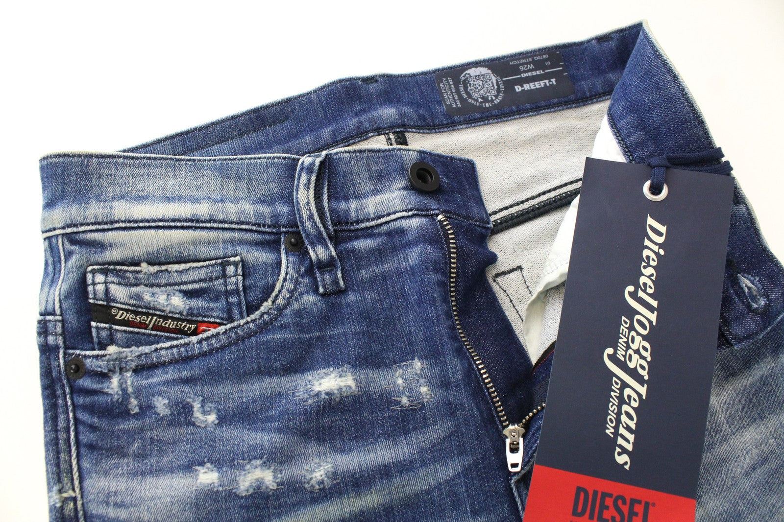 DIESEL D-Reeft-T 0870O Men Jeans W26 Stained Sweat Jogg Skinny Boys Distressed