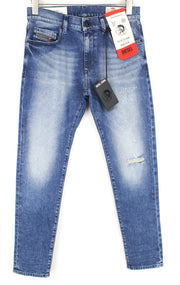 DIESEL D-Strukt 081AQ Men Jeans W29/L30 Tapered Stone Washed Ripped Zip-Fly