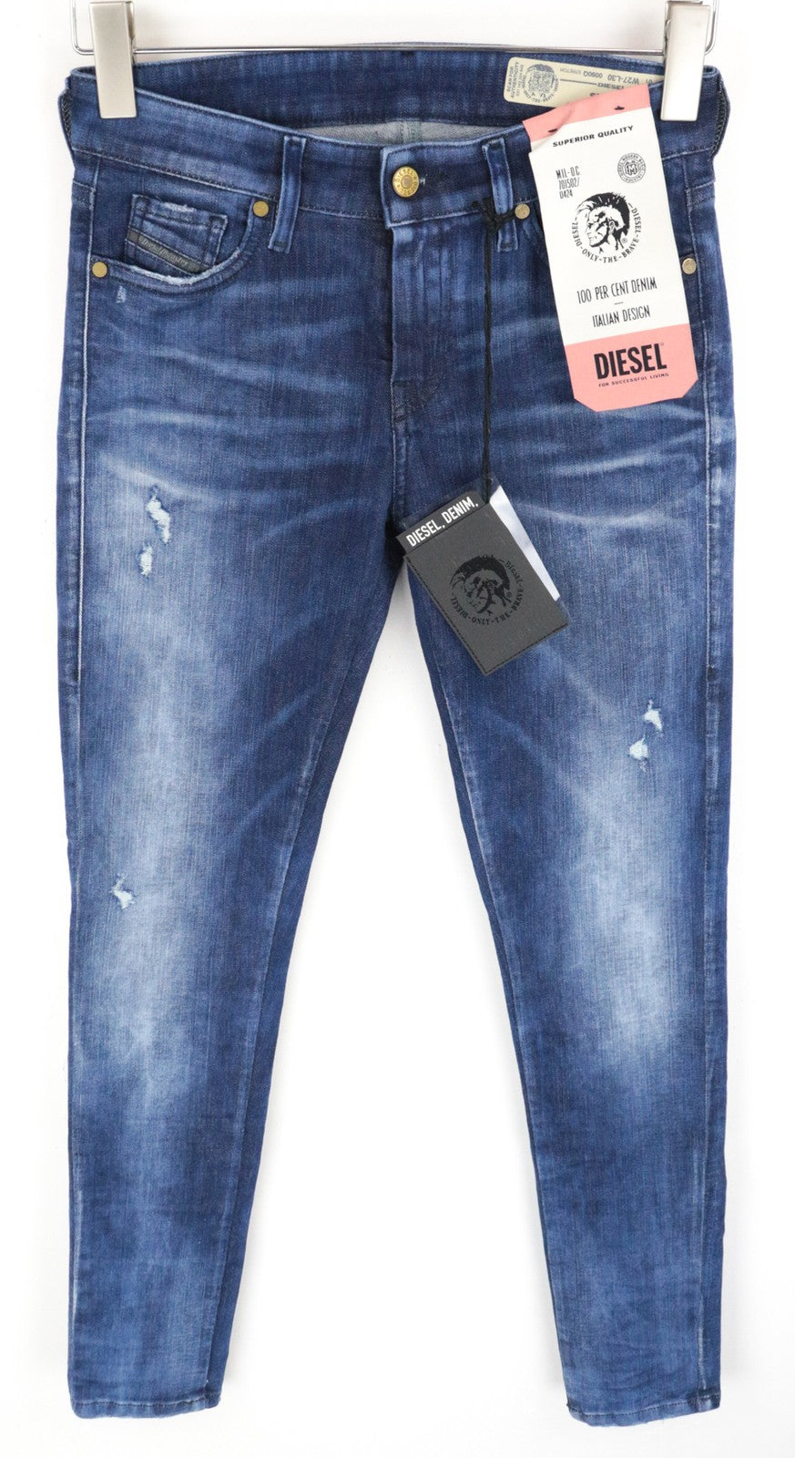 DIESEL Slandy 0090Q Women Jeans W27/L30 Super Slim Skinny Distressed Aged Look