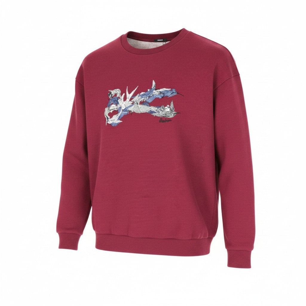 DENHAM Hummingbird Women Sweatshirt 2XS Embroidered Burgundy Long Sleeve