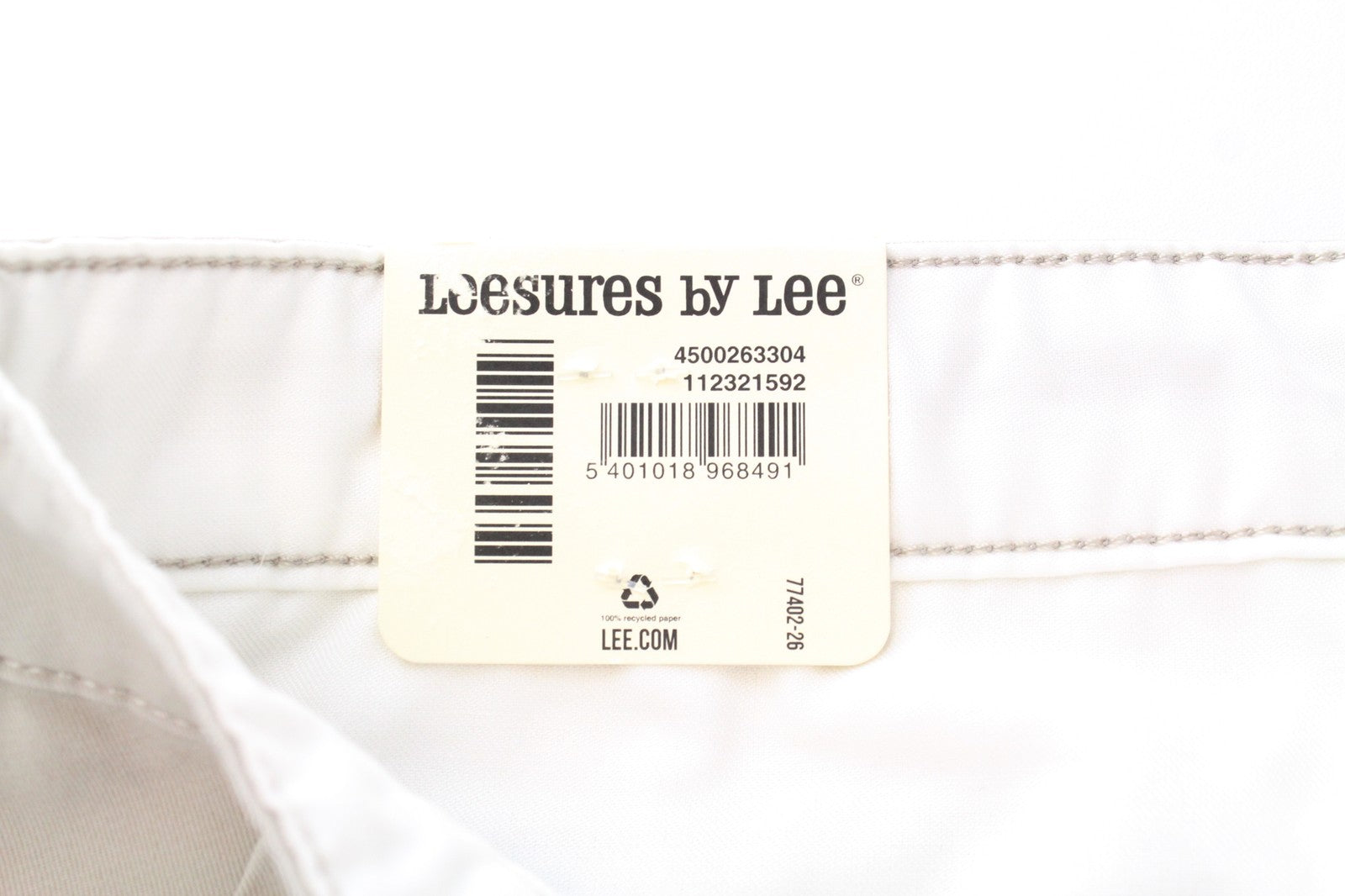 LEE Leesures Chino Men Trousers W32/L32 Loose Fit Beige Zip-Fly Stretch Twill