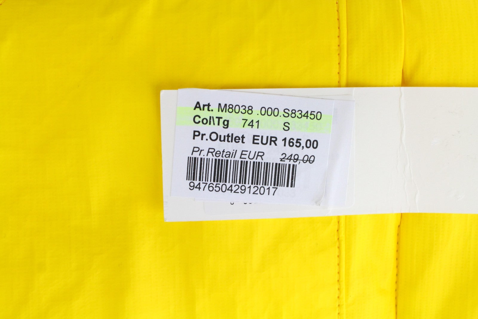 REPLAY Men Jacket S Short Length Padded Bright Yellow Nylon Snap Button Patched