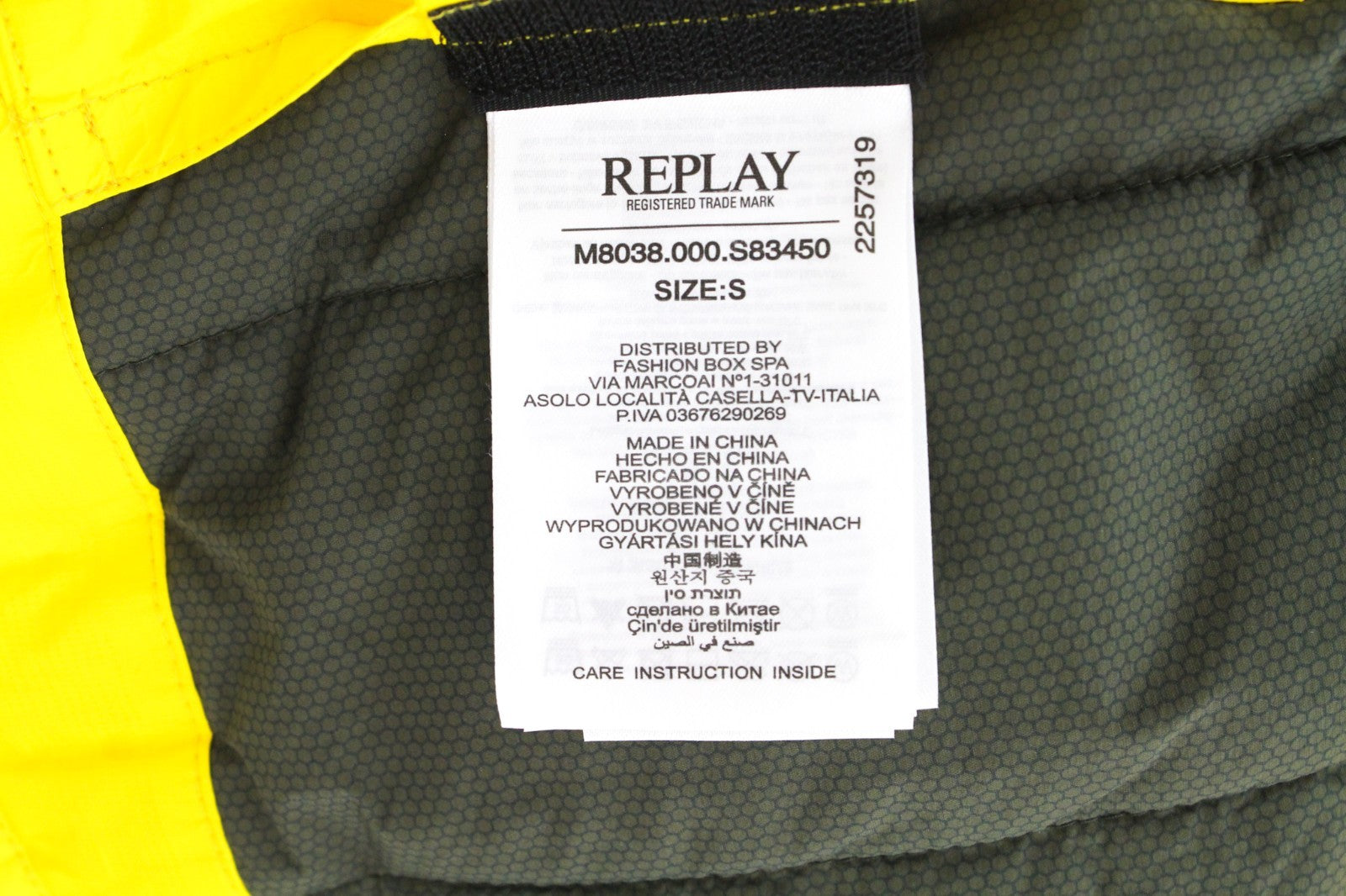 REPLAY Men Jacket S Short Length Padded Bright Yellow Nylon Snap Button Patched