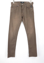 REPLAY Grover Men Jeans W30/L34 Buttoned Stretch Mid-Brown Straight Mid-Rise