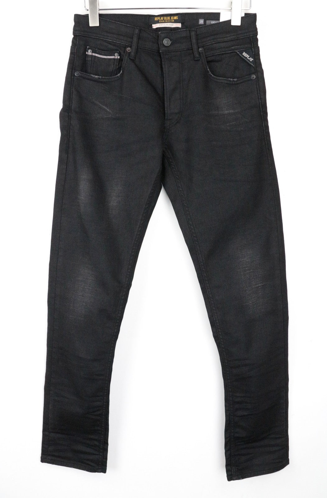 REPLAY Grover Men Jeans W30/L34 Selvedge Stretch Button-Fly Grey Straight Fit