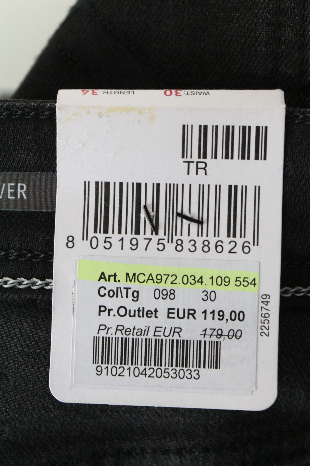 REPLAY Grover Men Jeans W30/L34 Button-Fly Dark Grey Selvedge Straight Fitted