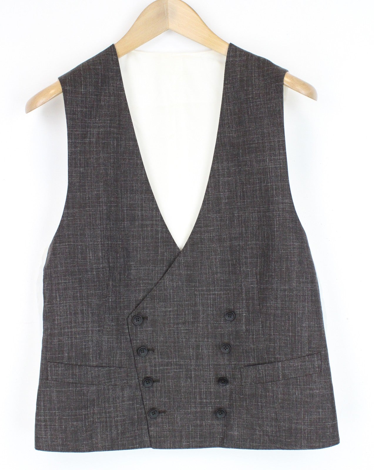 SUITSUPPLY Havana Men Suit UK38R Brown 3-Piece Melange Slim Wool Silk Linen
