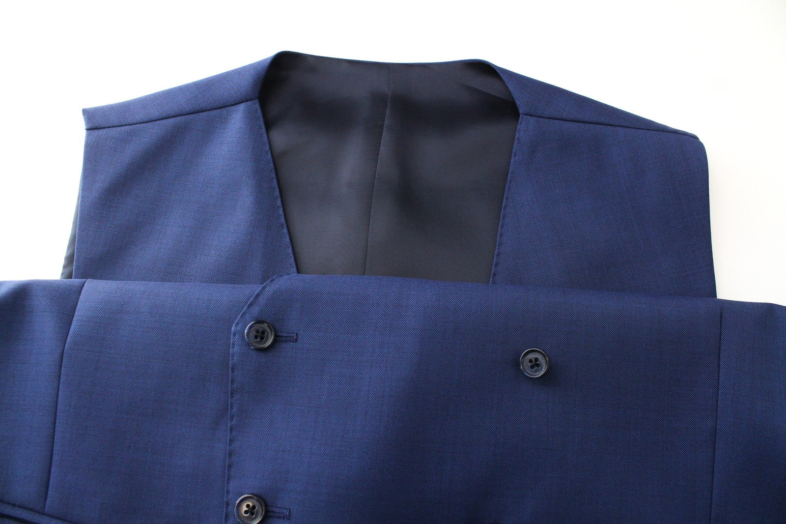 SUITSUPPLY La Spalla Men Suit UK44S Woolen Mid-Blue Lined 3 Piece Twill Classic