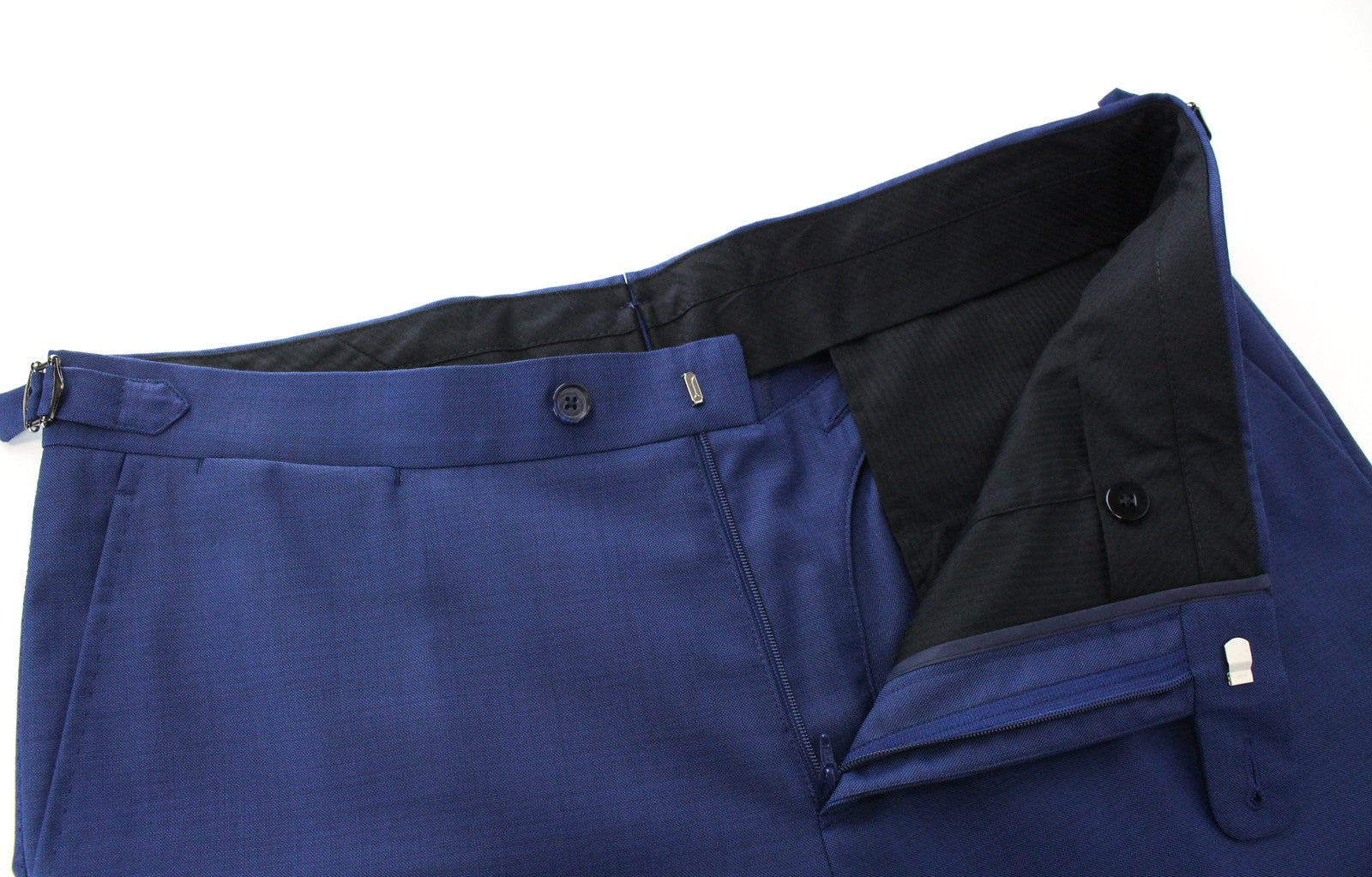 SUITSUPPLY La Spalla Men Suit UK44S Woolen Mid-Blue Lined 3 Piece Twill Classic