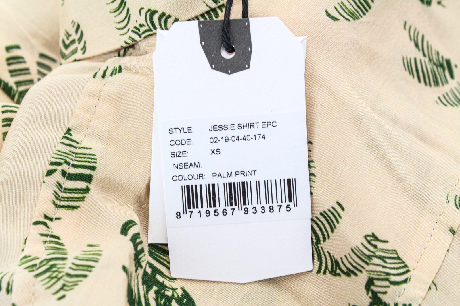 DENHAM Jessie Women Blouse XS Pastel Orange Palm Leaf Printed Twill Button-Up-