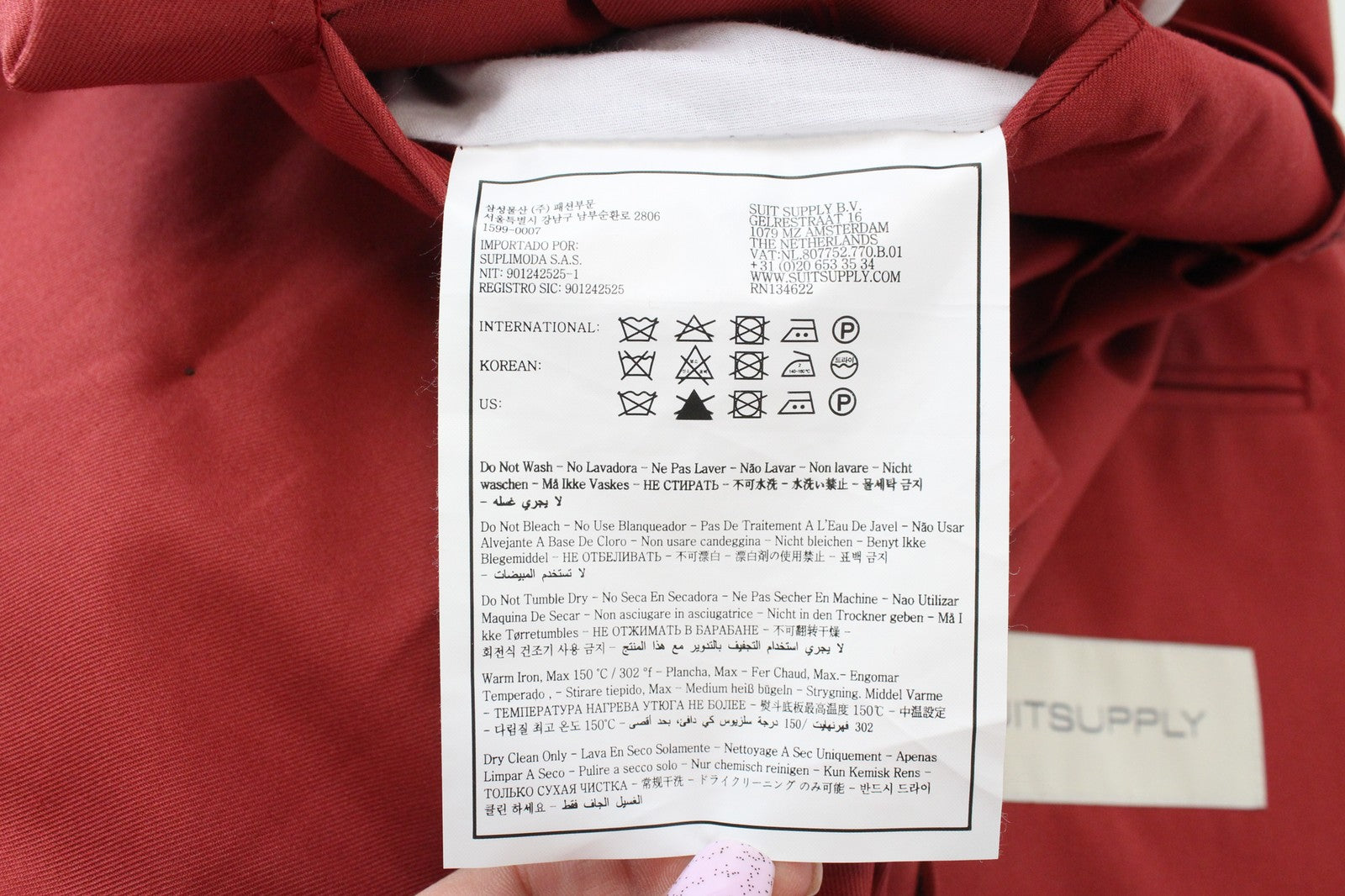 SUITSUPPLY La Spalla Men Boy's Suit UK32R Red 2 Piece Double Breasted Cotton