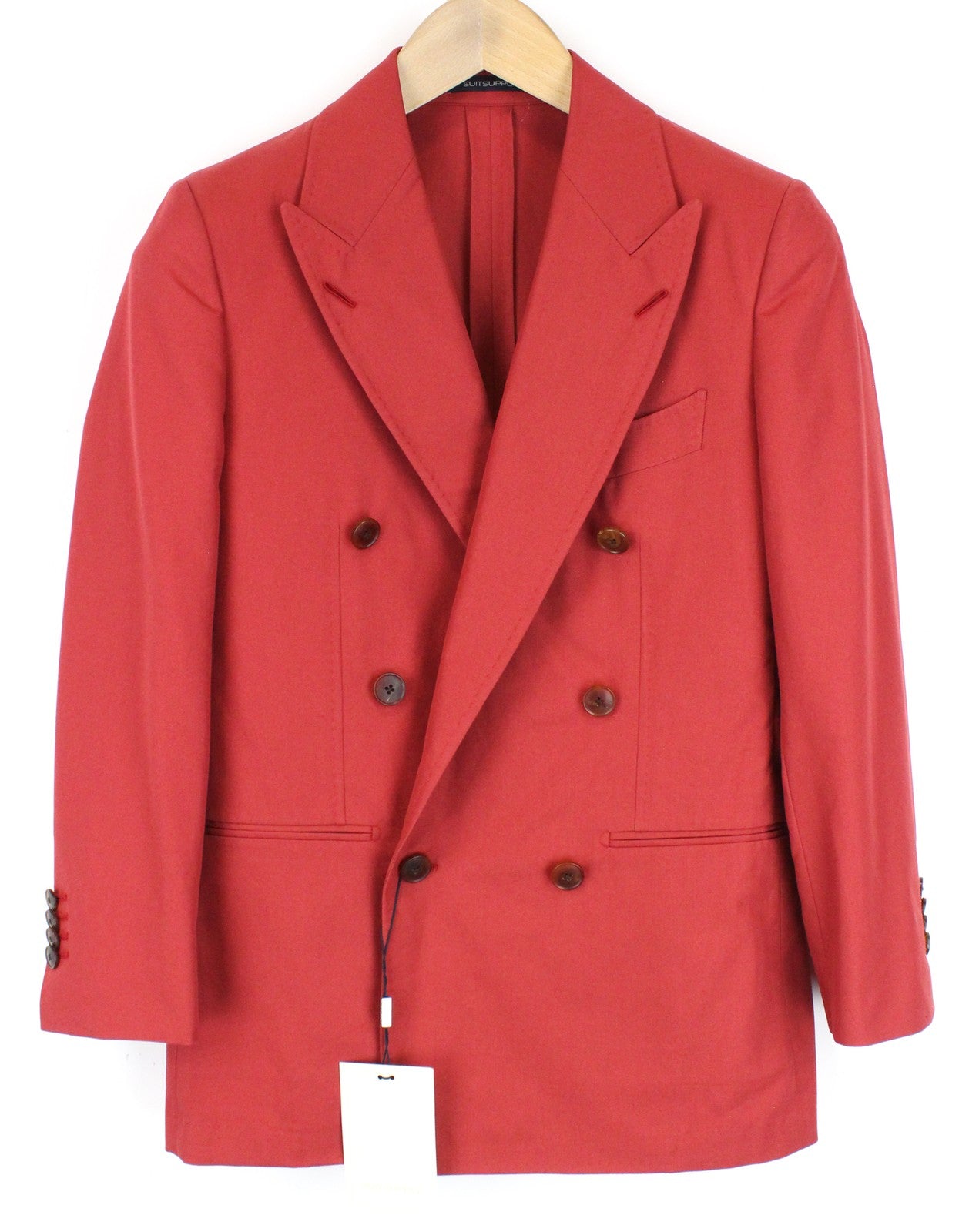 SUITSUPPLY La Spalla Men Boy's Suit UK32R Red 2 Piece Double Breasted Cotton