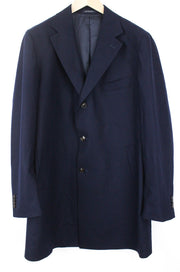 SUITSUPPLY Vicenza Men Coat UK48R Flannel Mid-Length Lined Pure Wool Navy