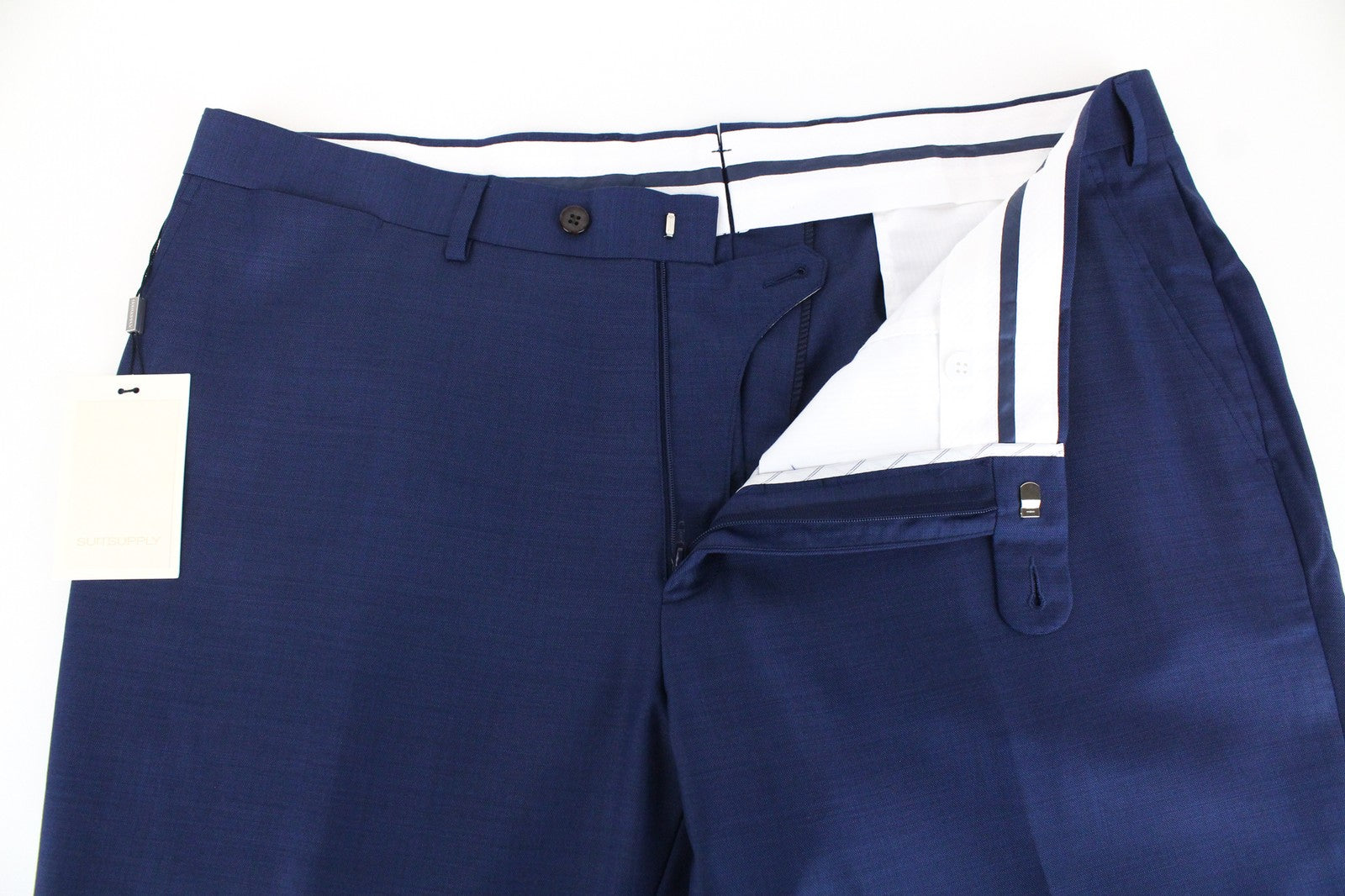 SUITSUPPLY Brescia Men Trousers UK42R Classic Lined Formal Pure Wool Blue