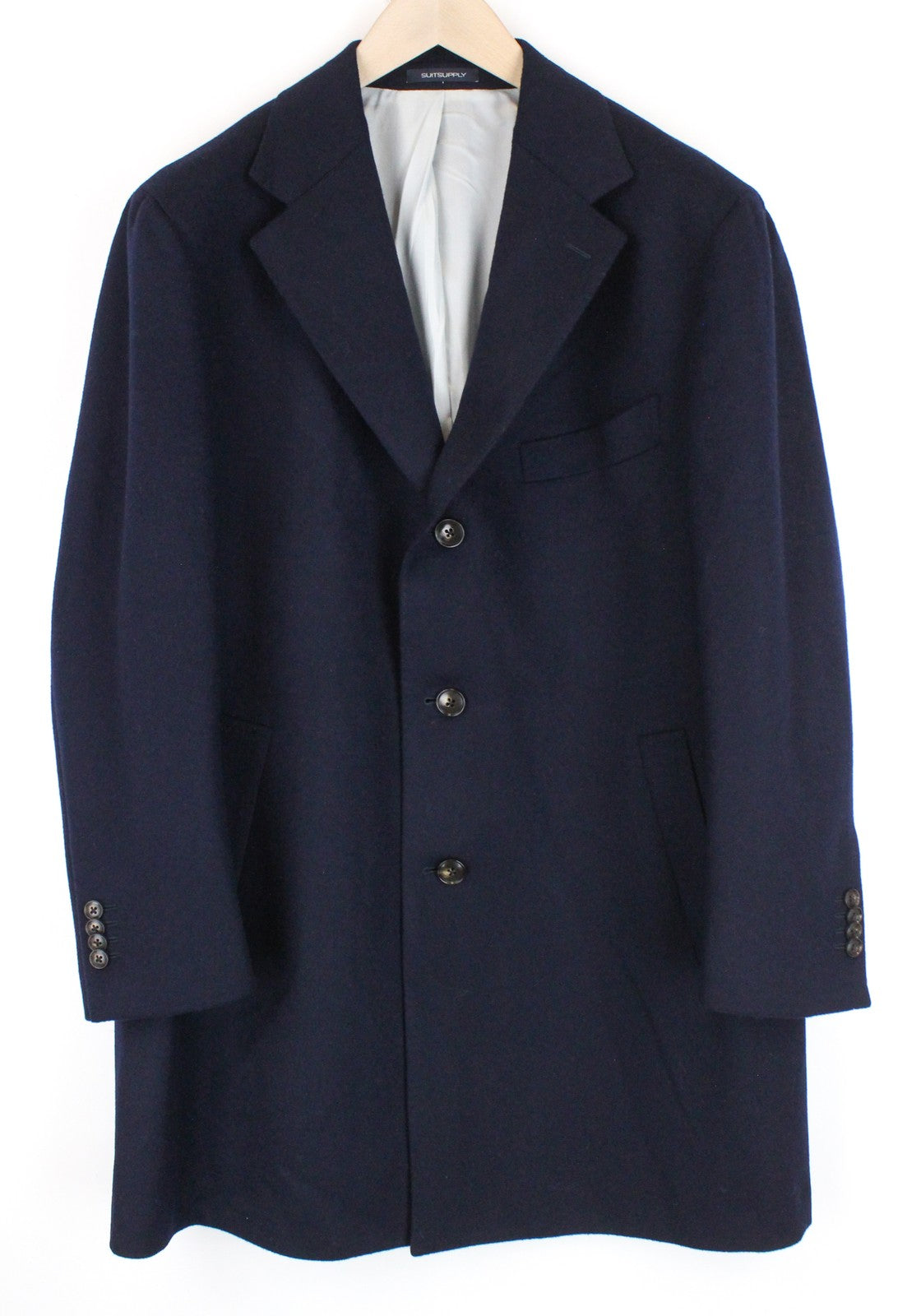 SUITSUPPLY Vicenza Men Coat UK48R Single Breasted Woolen Blue Mid-Length Lined