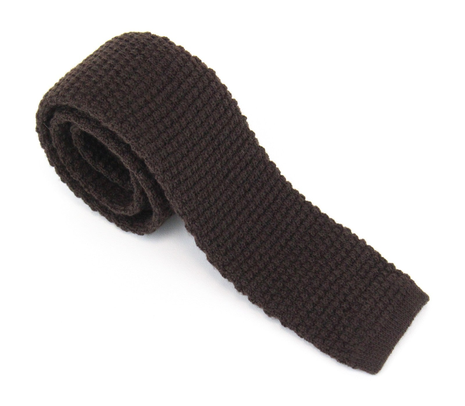 SUITSUPPLY Men Tie ~150 x 2.4 cm Brown Knitted Wool Square-End Classic Formal