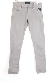 REPLAY Anbass Men Jeans W30/L34 Light Grey Zip-Fly Stretch Denim Slim Fit
