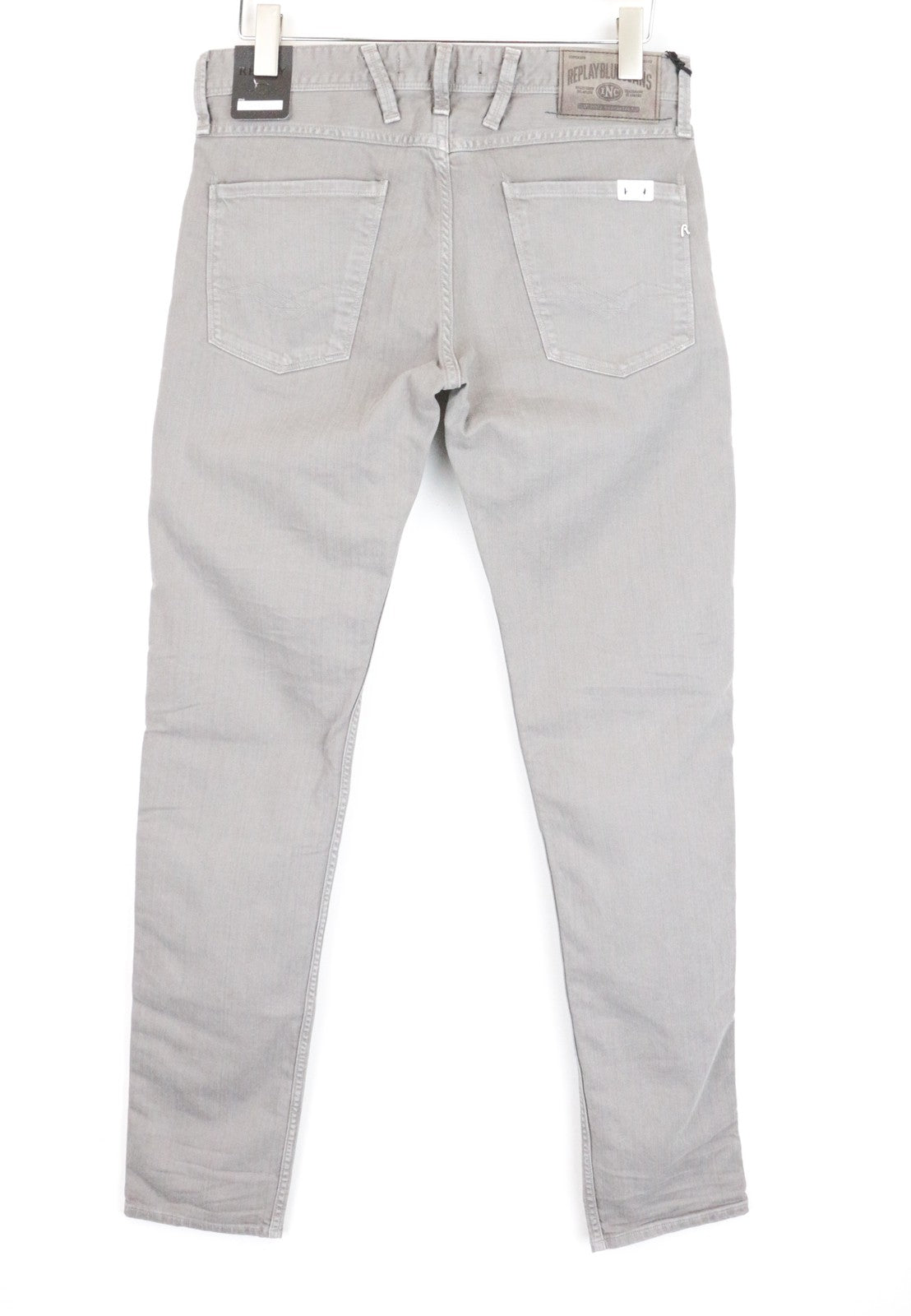 REPLAY Anbass Men Jeans W30/L34 Light Grey Zip-Fly Stretch Denim Slim Fit
