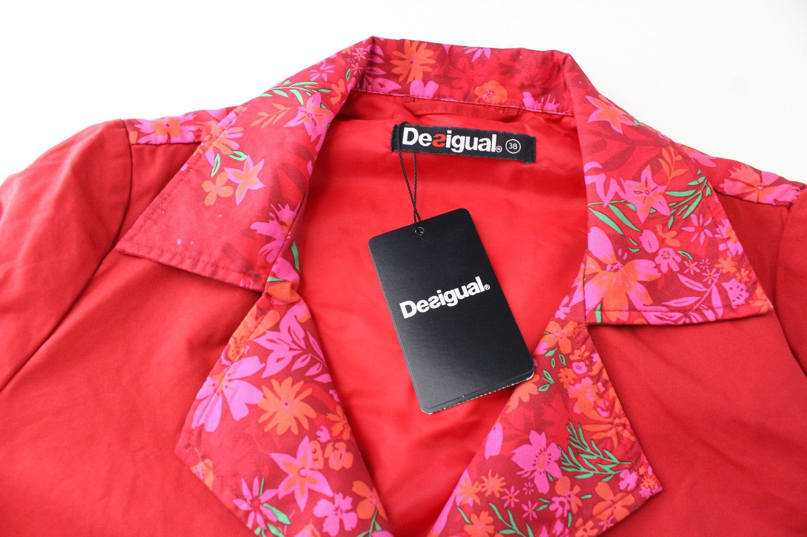 DESIGUAL Chaq Delphine Women Jacket 38 Colourful Floral Patterned Mid-Length