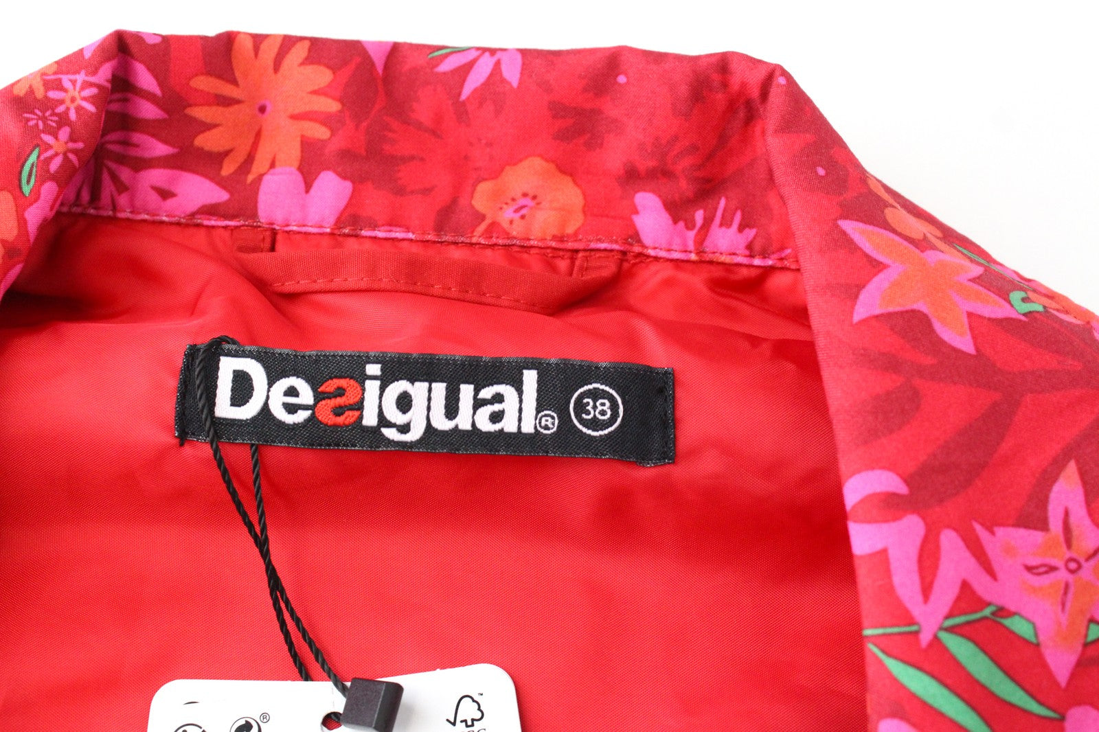 DESIGUAL Chaq Delphine Women Jacket 38 Colourful Floral Patterned Mid-Length
